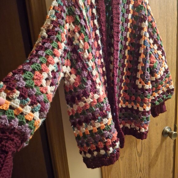Handmade Fall Colors Hexagon Cardigan - Picture 5 of 5